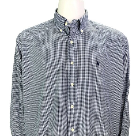 Ralph Lauren Mens Shirt Blake Fit Oversized Button Blue Gingham Check Size XL - Picture 4 of 12